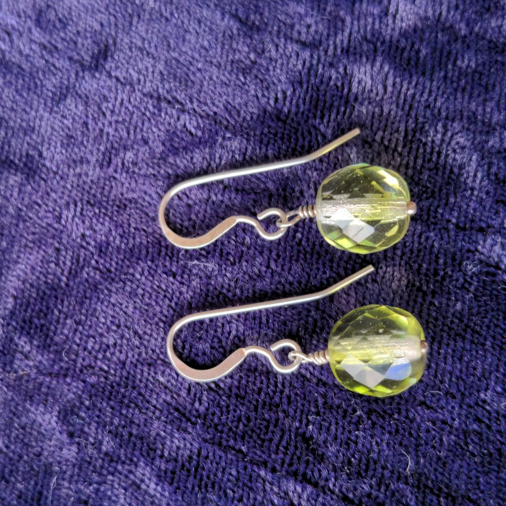 Vintage 925 sterling silver dangle earrings with sparkly faceted citrine
